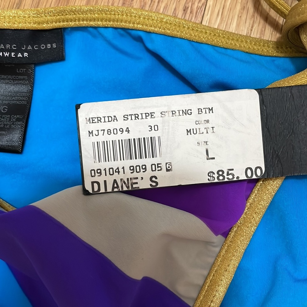 NWT Marc by Marc Jacobs Merida Stripe & Gold Bandeau & Tie Bottom Bikini Set NWT - Picture 7 of 14